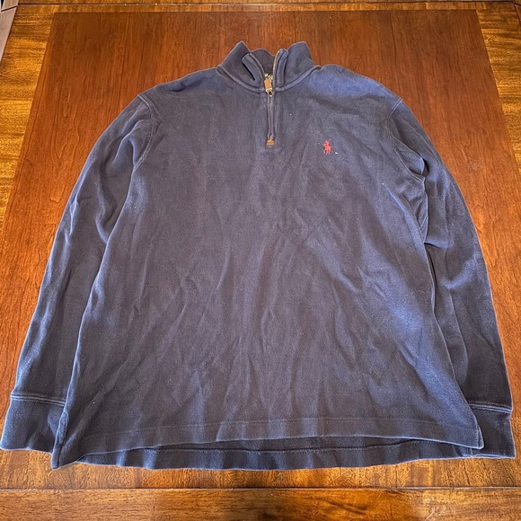 Polo Ralph Lauren Other - Polo Ralph Lauren Quarter Zip Pullover Navy Red Pony Sweatshirt Men's M